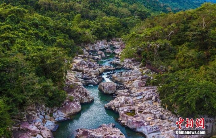 航拍海南呀諾達熱帶雨林景區(qū)，鳥瞰秀美山水、廣袤雨林。<a target='_blank' href='http://www.chinanews.com/'>中新社</a>記者 駱云飛 攝