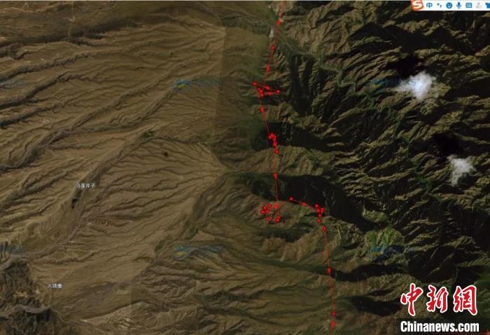 圖為雪豹故地重游來到放歸地的足跡?！?nèi)蒙古賀蘭山國家級(jí)自然保護(hù)區(qū)供圖