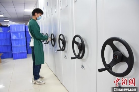 圖為鄭州大學人骨考古實驗室內的骨骼標本庫。王宇 攝