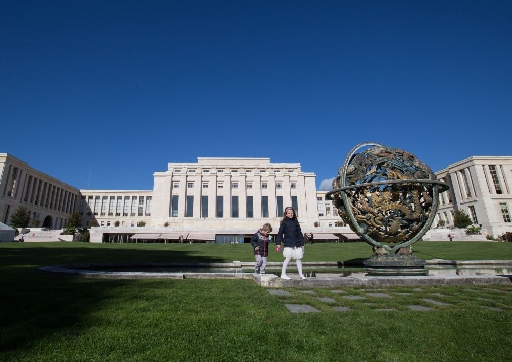 這是在瑞士日內(nèi)瓦拍攝的聯(lián)合國萬國宮外景（2017年10月7日攝）。新華社記者 徐金泉 攝