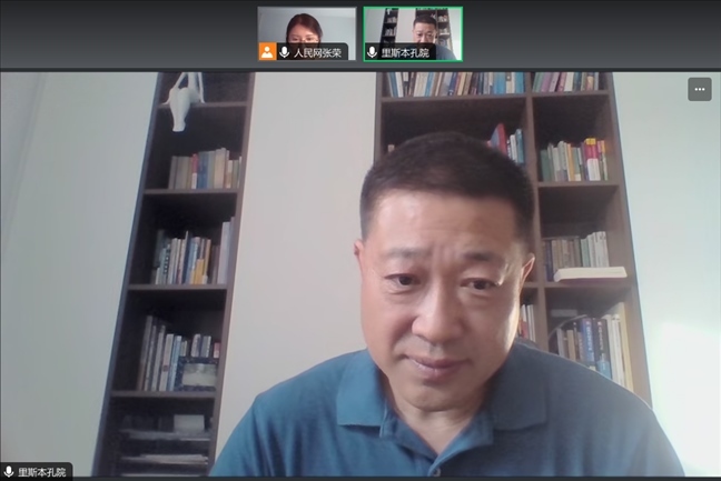 里斯本大學(xué)孔子學(xué)院中方院長王錦程。 采訪截圖