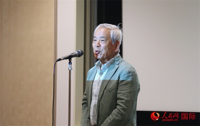 展覽名譽顧問、日本前文化廳長官青柳正規(guī)致辭。（人民網(wǎng) 許可攝）