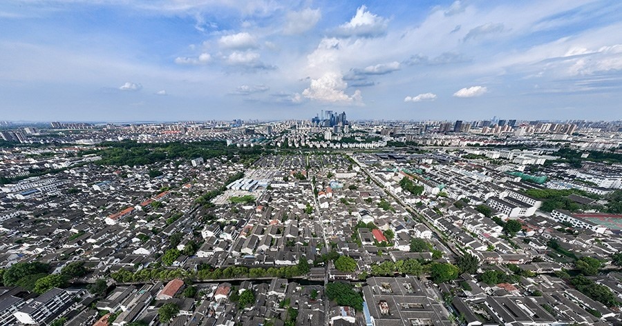 2023年7月3日拍攝的蘇州平江歷史文化街區(qū)（無(wú)人機(jī)照片）。新華社記者 李博 攝