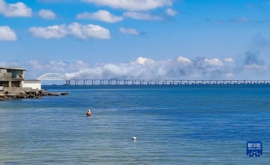 這是8月12日拍攝的克里米亞大橋。新華社/塔斯社