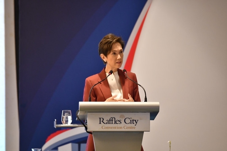 新加坡通訊及新聞部長兼內(nèi)政部第二部長楊莉明。新加坡南洋理工大學(xué)供圖