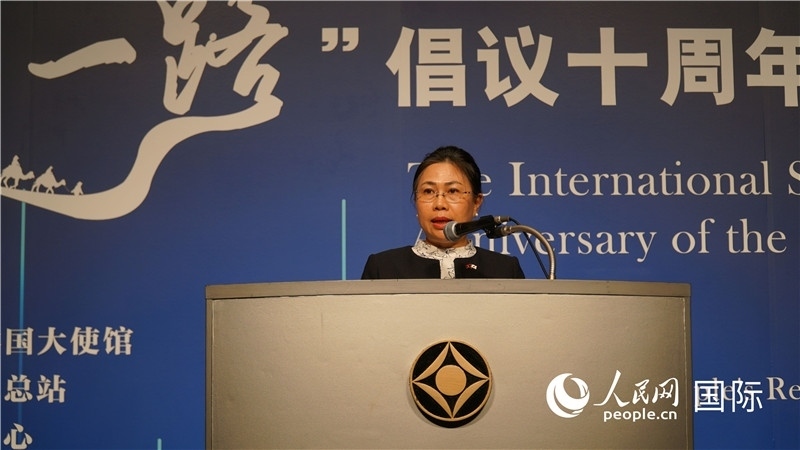 老撾駐日大使安拉萬發(fā)言。人民網 蔣曉辰攝