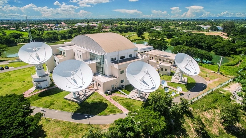 2016年8月1日拍攝的老撾首都萬(wàn)象的老撾一號(hào)通信衛(wèi)星地面站全景。