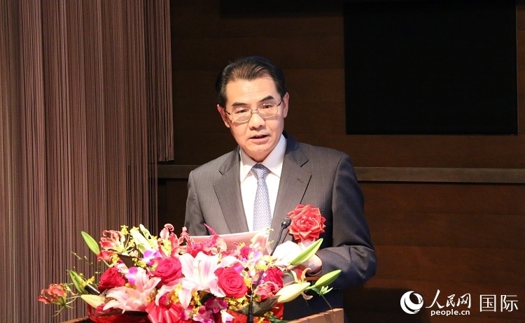 中國駐日本大使吳江浩發(fā)表致辭。人民網(wǎng) 許可攝