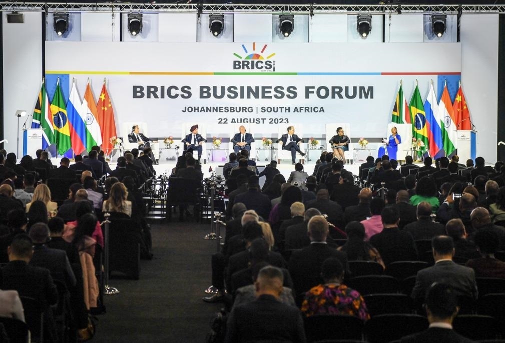 這是8月22日在南非約翰內(nèi)斯堡拍攝的金磚國家工商論壇現(xiàn)場。新華社記者李亞輝攝