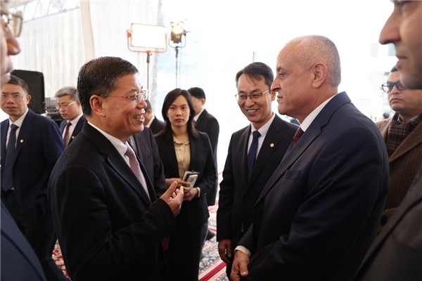 李永明同埃及住房部副部長會談交流。主辦方供圖