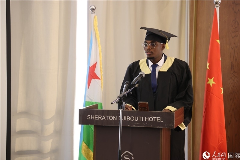 吉布提魯班工坊2023屆畢業(yè)生代表發(fā)言。人民網(wǎng)記者 張志文攝