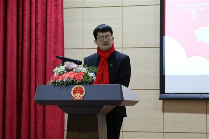 中國駐阿爾及利亞大使李健致辭。中國駐阿爾及利亞大使館供圖