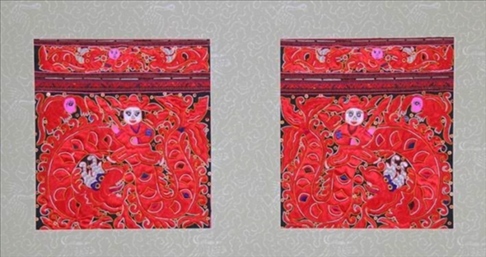 貴州臺(tái)江縣施洞苗族破線(xiàn)繡龍船節(jié)圖繡片