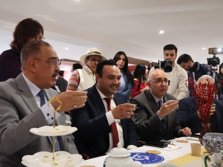 觀眾興致勃勃地體驗茶藝。陳芷珊攝