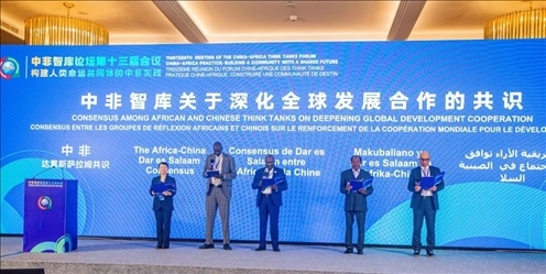 《中非智庫(kù)關(guān)于深化全球發(fā)展合作的共識(shí)》（又稱“中非達(dá)累斯薩拉姆共識(shí)”）發(fā)布。浙江師范大學(xué)非洲研究院供圖
