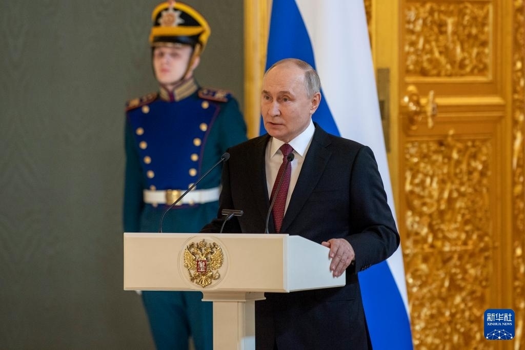 3月20日，俄羅斯總統(tǒng)普京在莫斯科克里姆林宮與其競選團隊代表舉行見面會。新華社記者 曹陽 攝