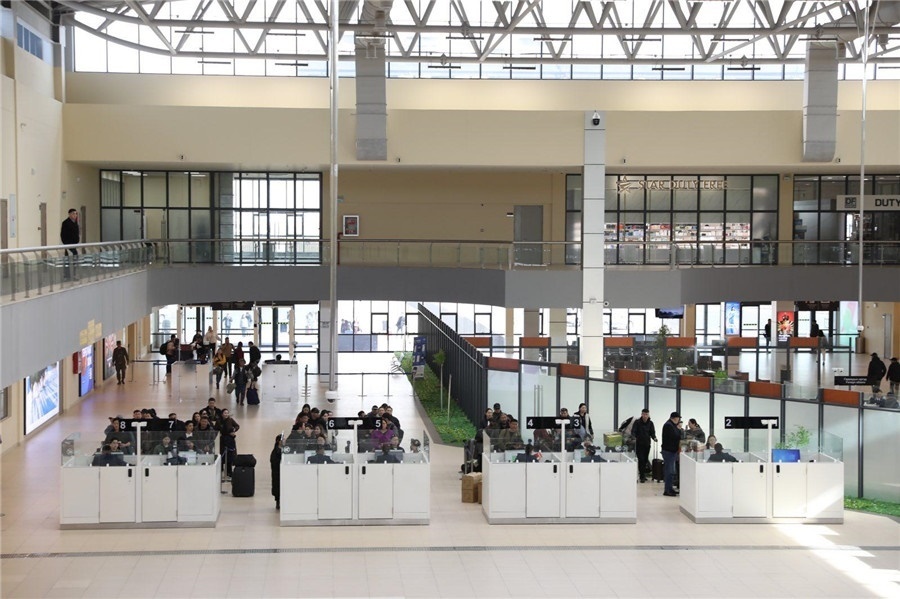 3月24日，扎門烏德口岸通關現(xiàn)場。駐蒙古使館供圖