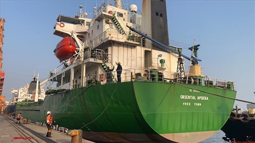 中蘇海運(yùn)直航貨輪靠泊蘇里南碼頭。中國駐蘇里南大使館供圖