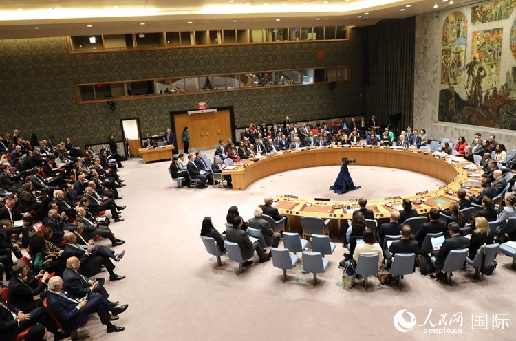 4月18日，聯(lián)合國(guó)總部安理會(huì)投票現(xiàn)場(chǎng)。 人民網(wǎng)記者 李志偉攝