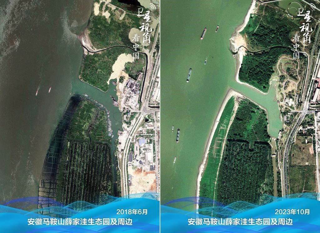 經(jīng)過整治后的安徽馬鞍山薛家洼生態(tài)園生機(jī)盎然。