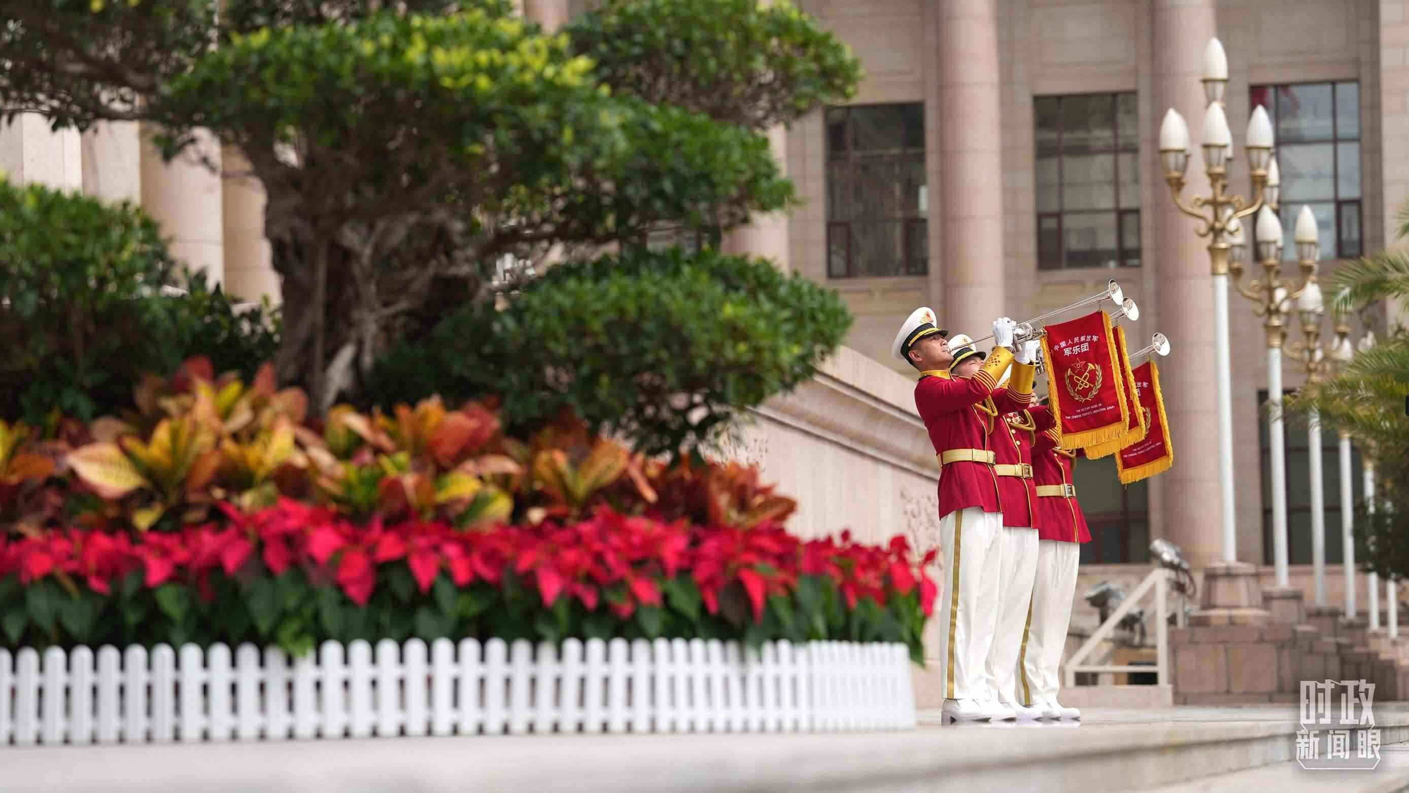 △歡迎儀式現(xiàn)場(chǎng)。（總臺(tái)國廣記者李晉拍攝）