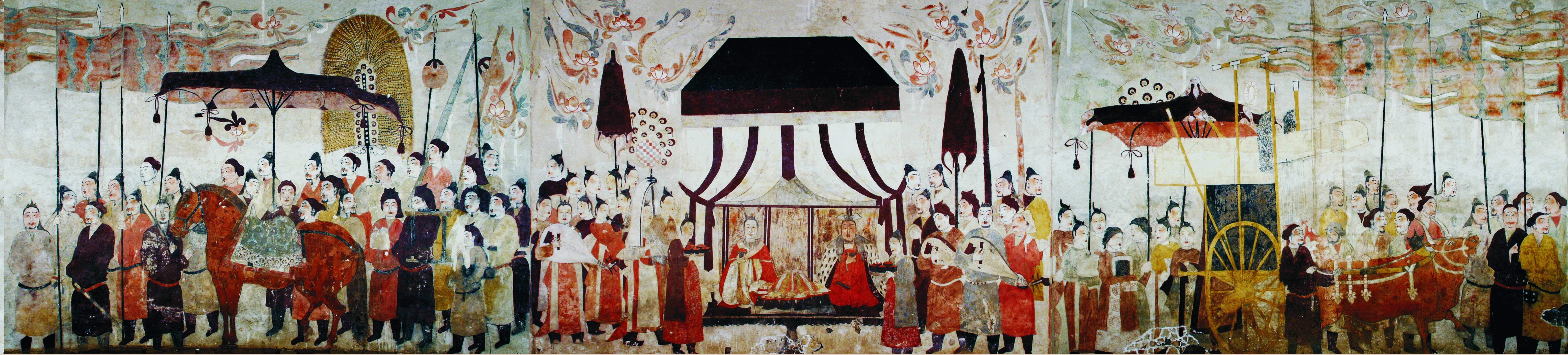 這是徐顯秀墓室壁畫展開圖。太原北齊壁畫博物館供圖