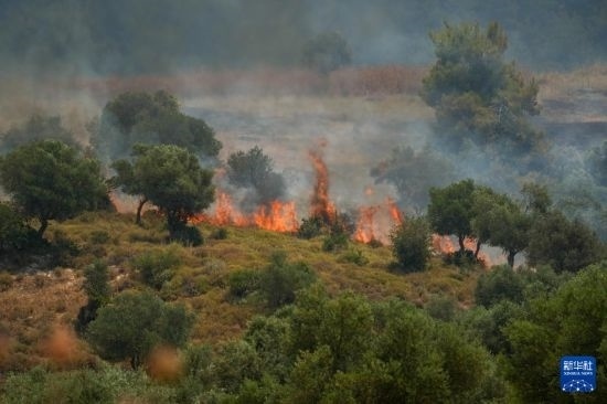 6月12日，以色列北部加利利地區(qū)遭受火箭彈襲擊后冒出滾滾濃煙。新華社發(fā)（阿亞爾·馬戈林?jǐn)z/基尼圖片社）