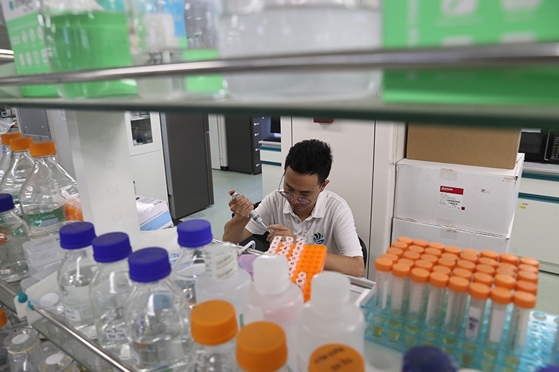 在三亞崖州灣科技城，一名青年科技工作者正在進(jìn)行科研工作。