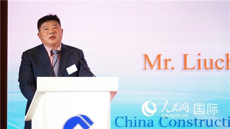 中國建設(shè)銀行國際部副總經(jīng)理岳留昌發(fā)言。 人民網(wǎng) 張茜 攝