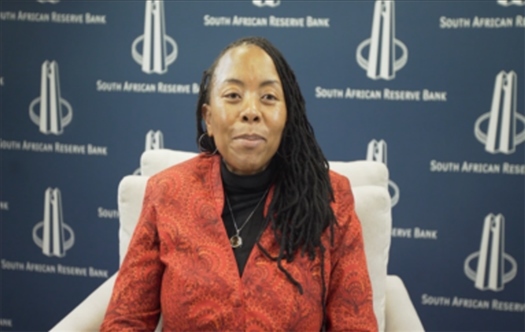 南非儲備銀行副行長、審慎監(jiān)管局首席執(zhí)行官芬迪?查齊巴納視頻發(fā)言。（中國建設(shè)銀行約翰內(nèi)斯堡分行供圖）