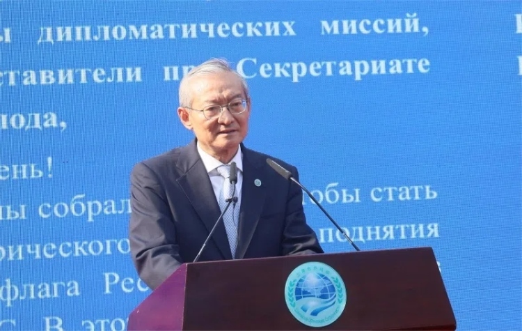 上合組織秘書長(zhǎng)張明出席活動(dòng)并致辭。主辦方供圖