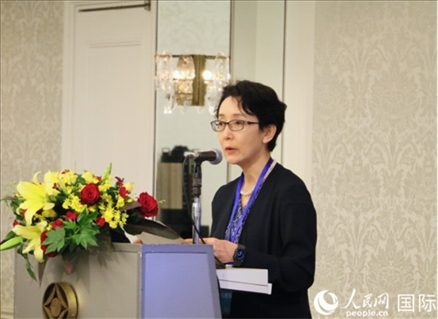 日本貿(mào)易振興機(jī)構(gòu)（JETRO）企劃部海外地區(qū)戰(zhàn)略主管日向裕彌致辭。人民網(wǎng) 許可攝