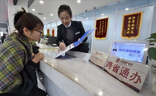 2024年3月25日，北京大興區(qū)，工作人員為群眾辦理跨省政務(wù)事宜。