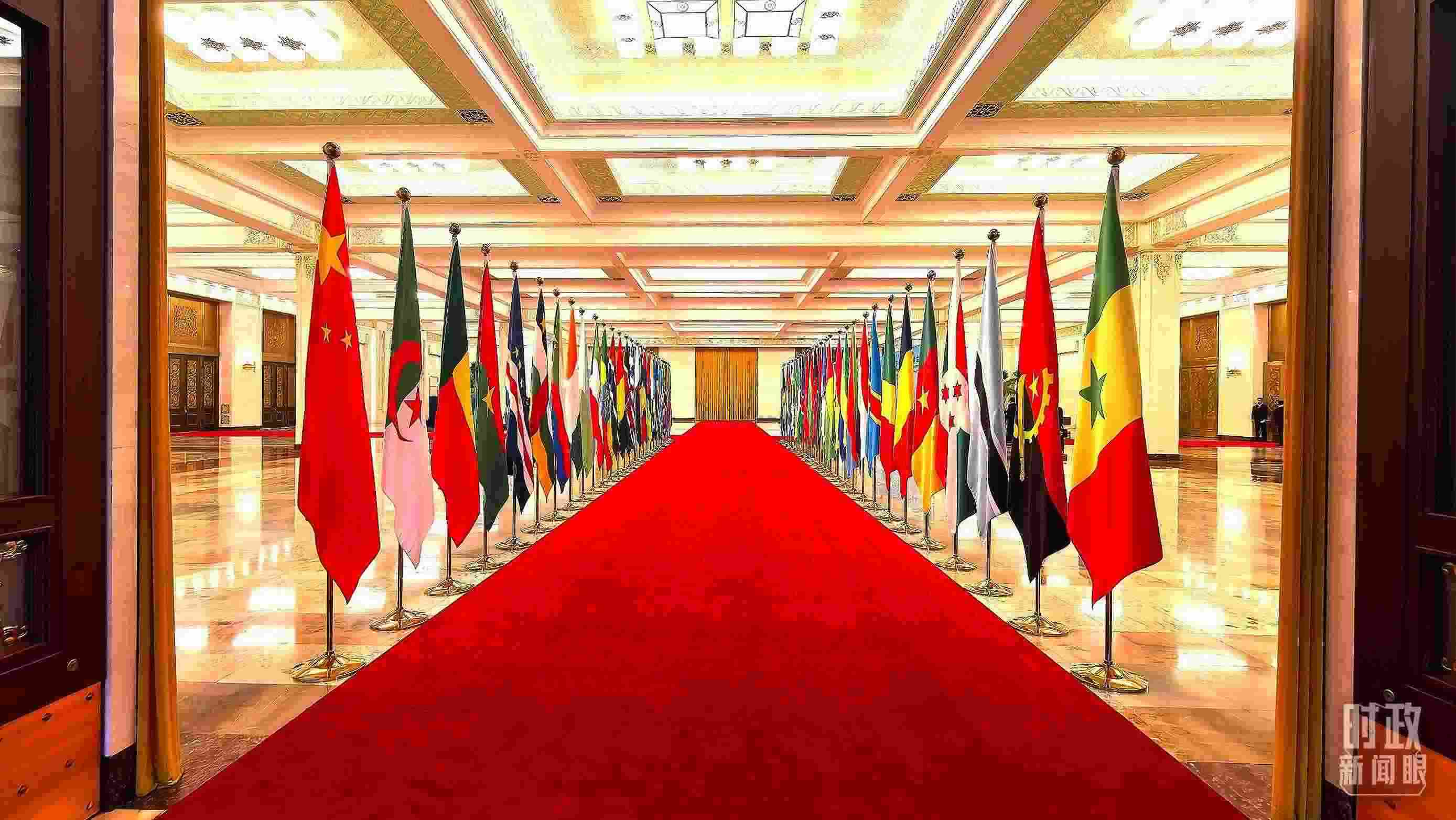  △人民大會堂內(nèi)的旗陣。（總臺央視記者馬超拍攝）