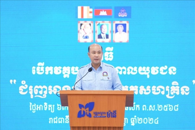 洪瑪尼在開幕式致辭。活動主辦方供圖