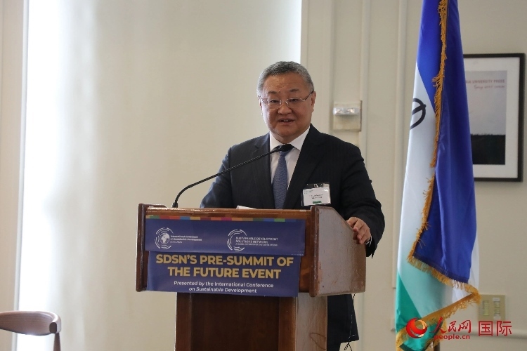 中國常駐聯(lián)合國代表傅聰大使發(fā)表演講。人民網記者 李志偉攝