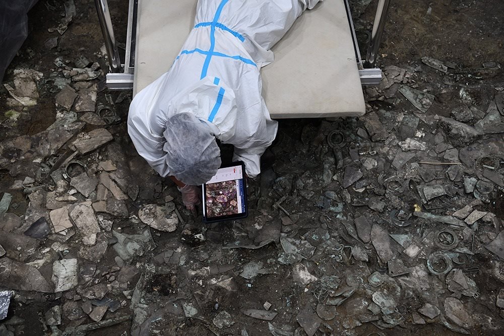 2022年6月28日，四川德陽，三星堆7號祭祀坑發(fā)掘現(xiàn)場。