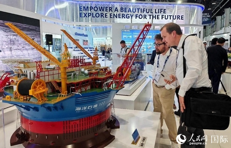 觀眾在中企展臺參觀。人民網(wǎng)記者管克江攝