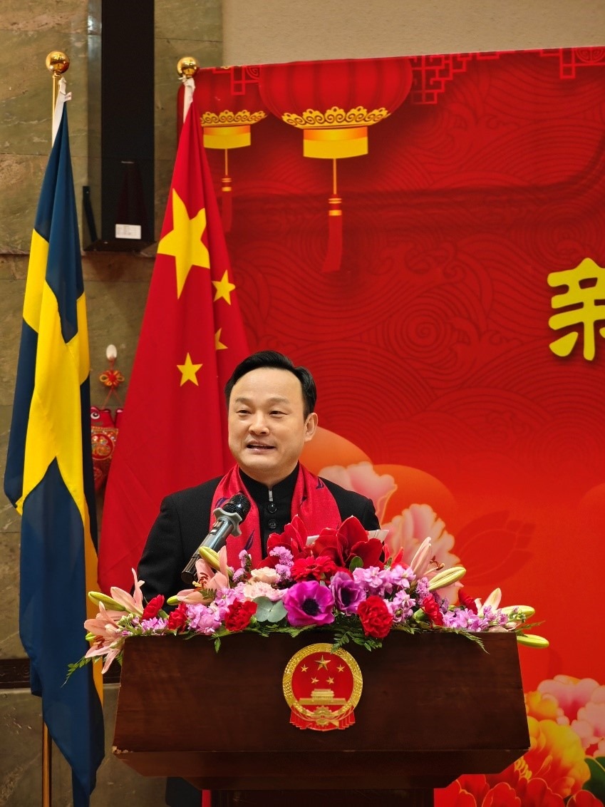 中國駐哥德堡總領(lǐng)事楊培棟致辭。中國駐哥德堡總領(lǐng)館供圖