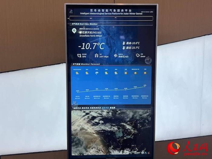摩天輪等候大廳實(shí)時(shí)顯示的氣象信息。人民網(wǎng) 高清揚(yáng)攝
