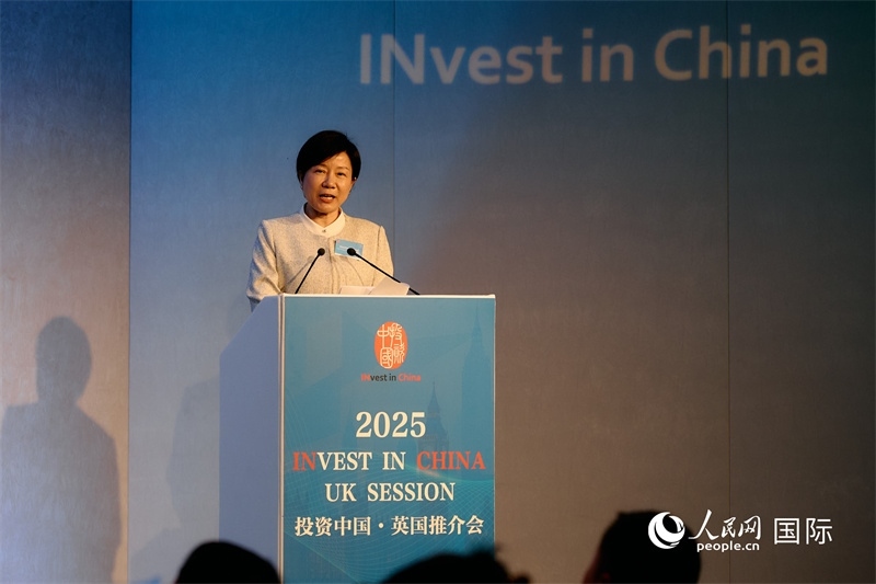 湖南省商務(wù)廳廳長龍小紅做商務(wù)工作情況推介。楊浩鵬攝。