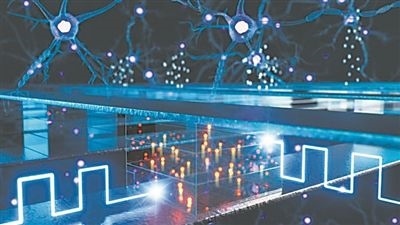 使用電化學(xué)隨機(jī)存取存儲(chǔ)設(shè)備進(jìn)行內(nèi)存計(jì)算（藝術(shù)圖）。圖片來(lái)源：韓國(guó)浦項(xiàng)科技大學(xué)