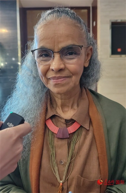 巴西環(huán)境與氣候部部長瑪麗娜·席爾瓦接受人民網(wǎng)采訪。人民網(wǎng)記者 符園園攝